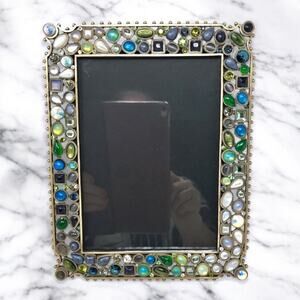 Papyrus Vintage Multicolor Gemstone Silver Frame 5X7 Photo Blue White Black